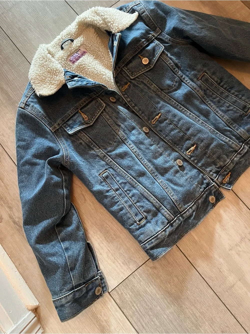 Old Navy Kids (boys or girls) Sherpa-Lined Jean Jacket - Blue with Cream Collar
